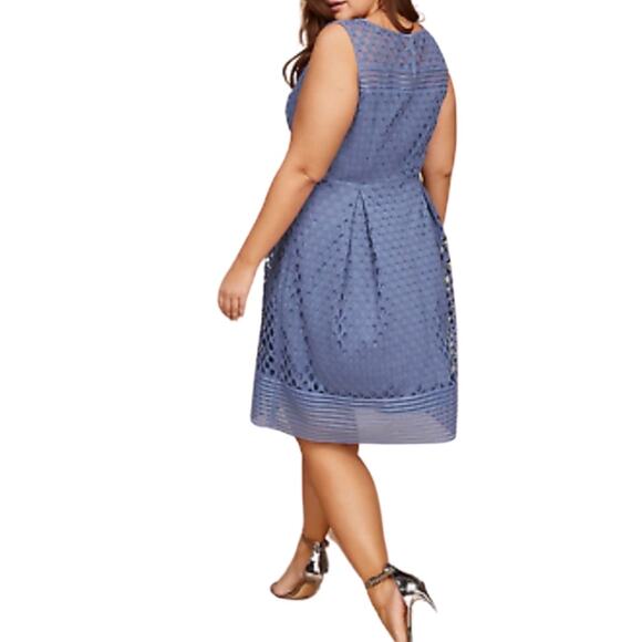 Lane Bryant Crochet Lace Overlay Dress Lined Classic A Line Blue Women's Plus 18 - Picture 5 of 14